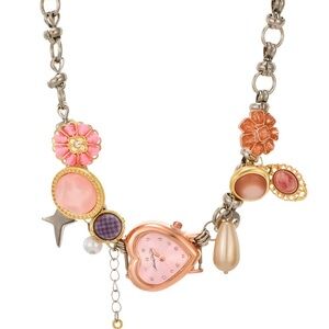 Charming Heart Pendant Necklace with Pink and Gold Details